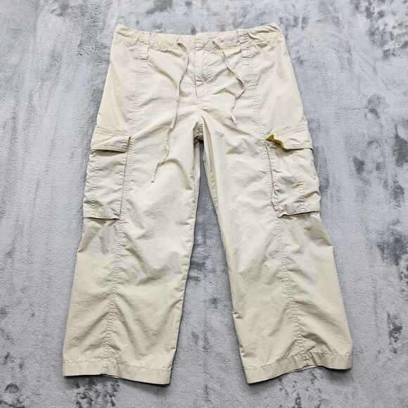Gloria Vanderbilt Pants Womens 10 PETITE Tan Cargo Capri Drawstring Lightweight - Picture 1 of 11